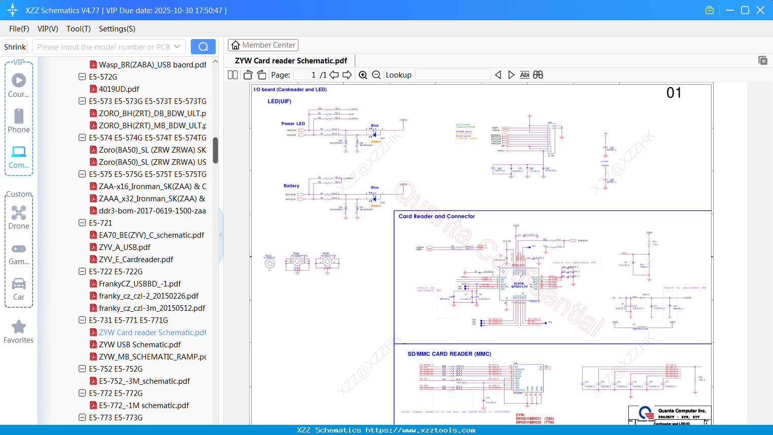 Laptop ACER ZYW Card Reader Schematic